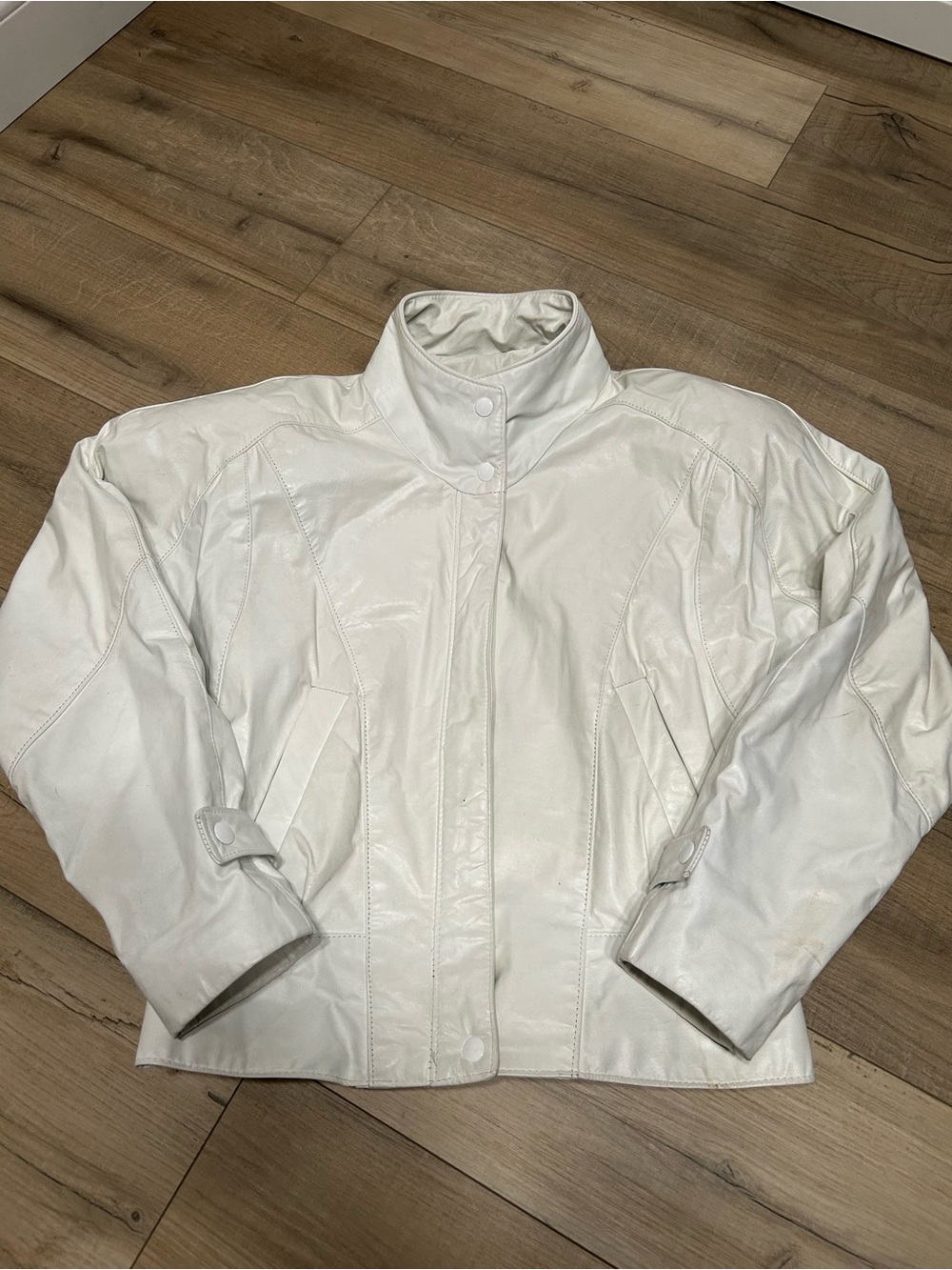 Danier White Leather Snap-Front Jacket